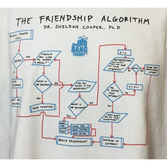 Unisex Ripple Junction Big Bang Theory Friendship Algorithm T-Shirt Large - Picture 3 of 6